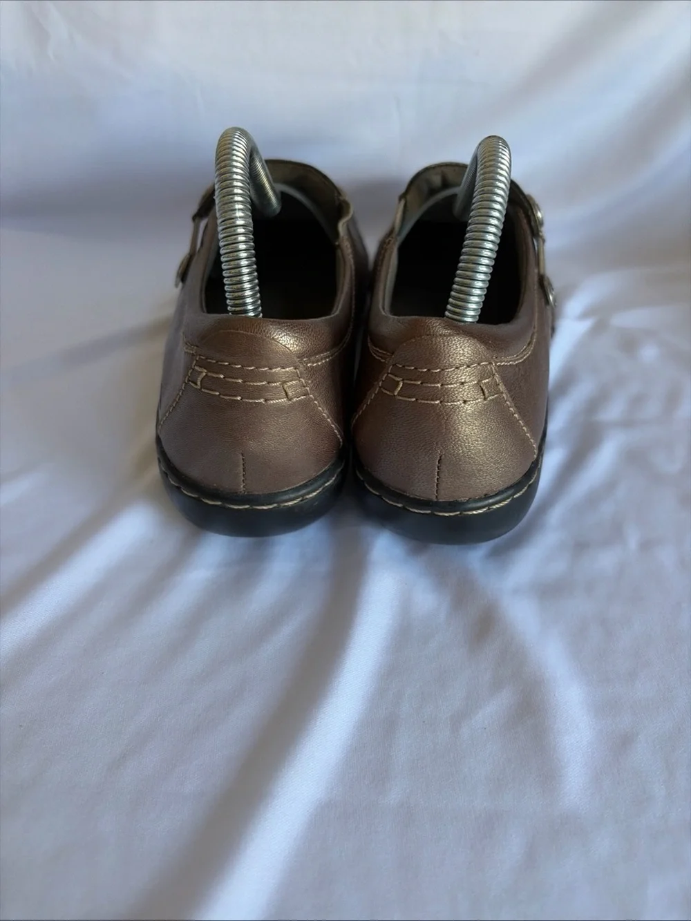 Clarks Women's Bronze Leather Slip-On Loafers
